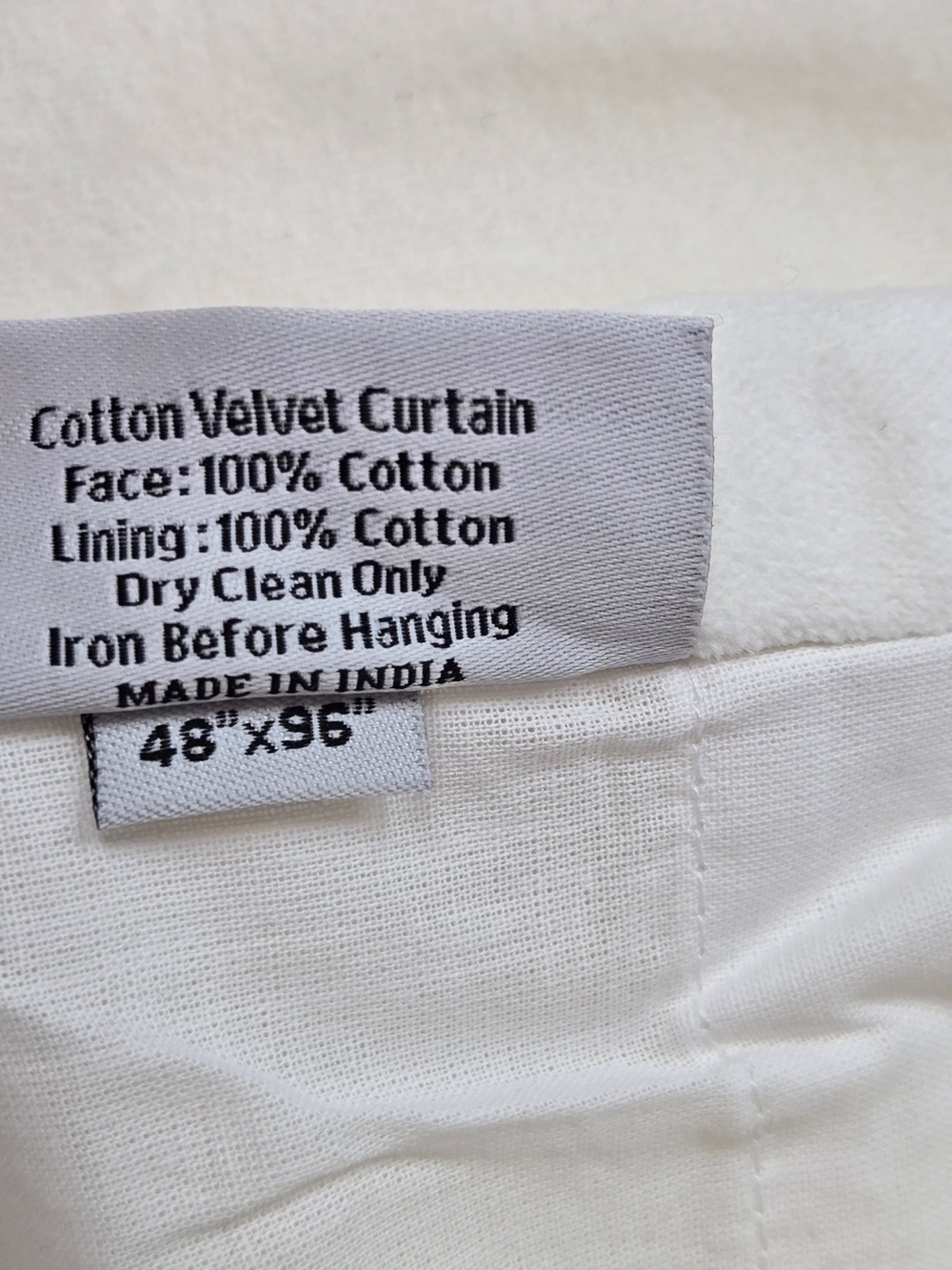 NWT QUINCE Set Of 2 48x84 Cotton Velvet Curtains Ivory 8670 - Picture 11 of 12
